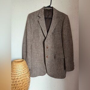 Vintage Like New Herringbone Harris Tweed Wool Blazer
